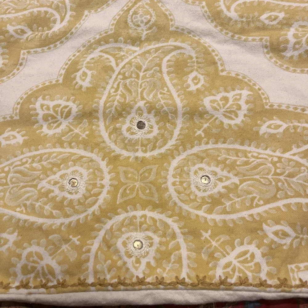 Pottery Barn Yellow Paisley Cotton Pillow Cover 24x24 Square Sham Boho